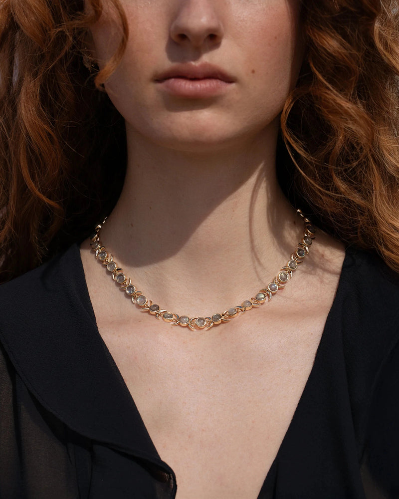 Awe Inspired Necklaces Labradorite Triple Moon Tennis Necklace