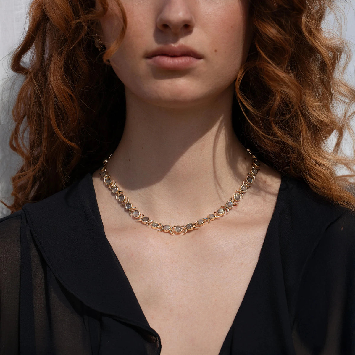 Awe Inspired Necklaces Labradorite Triple Moon Tennis Necklace