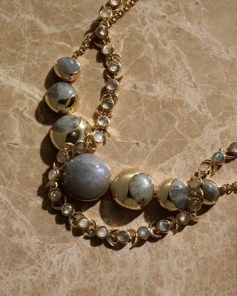 Awe Inspired Necklaces Labradorite Triple Moon Tennis Necklace
