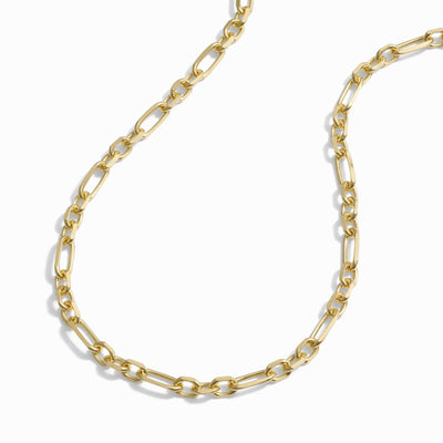 The Awe Inspired Statement Chain Necklace, featuring a chic arrangement of elongated oval links perfect for stacking, is elegantly displayed on a white background.