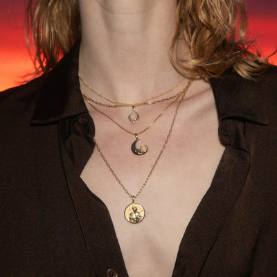 Awe Inspired Necklaces Man in the Moon Black Mother of Pearl Necklace