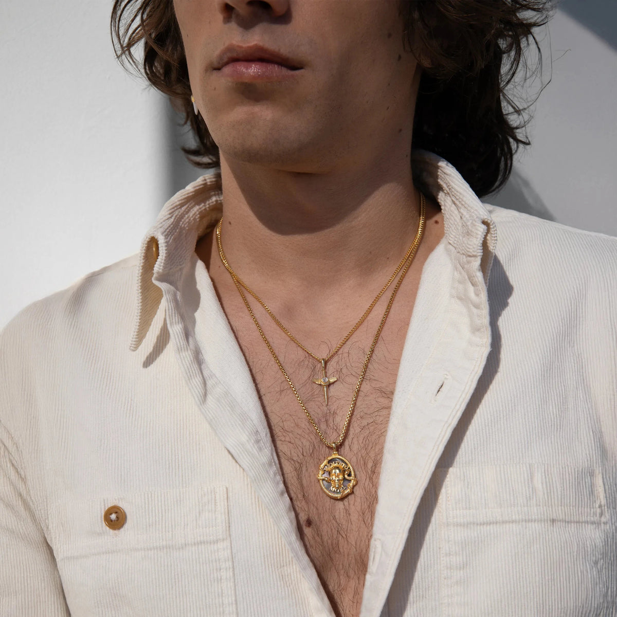 Awe Inspired Necklaces Men's Momento Mori and Flying Dagger Necklace Set