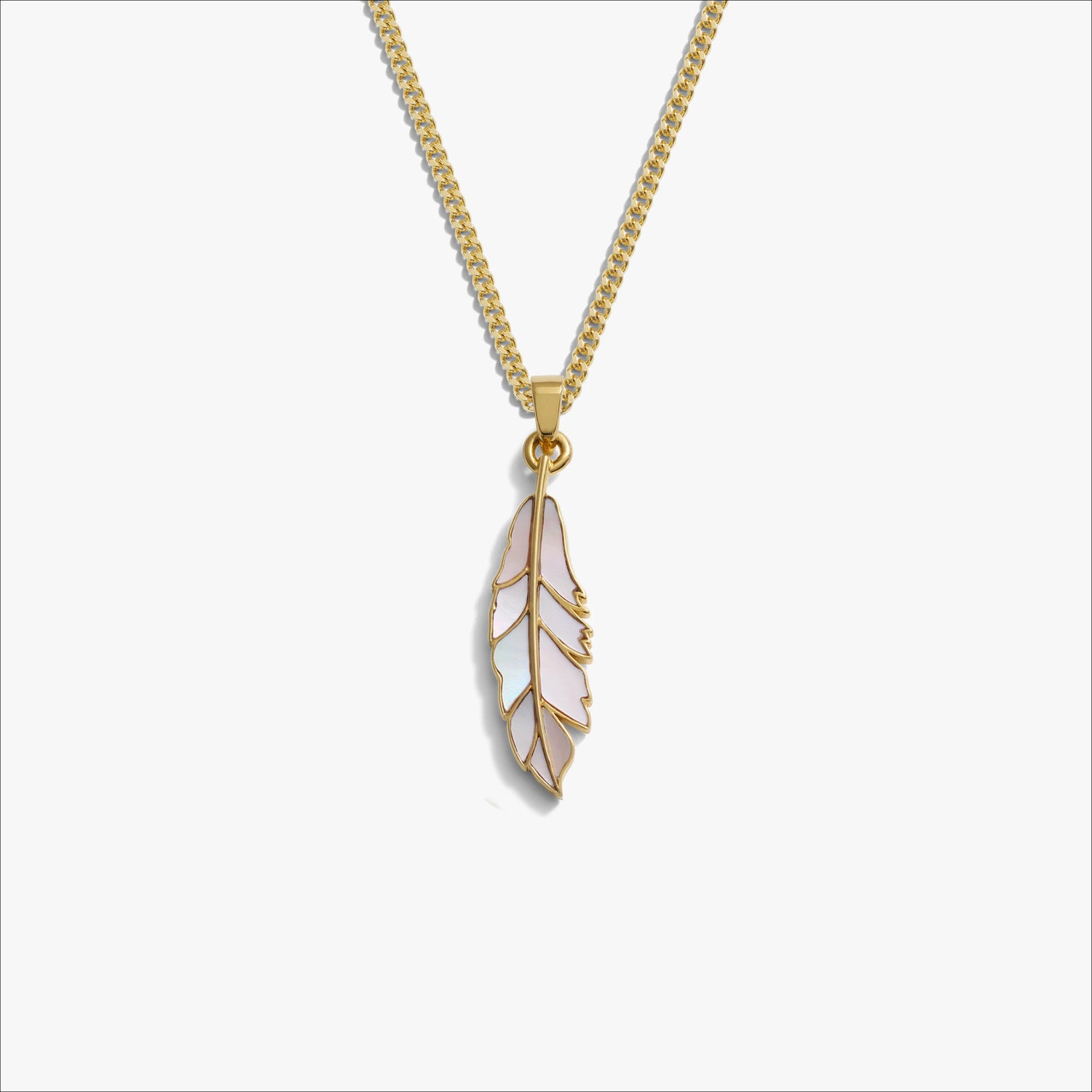 Awe Inspired Necklaces Men's Mother of Pearl Feather Necklace
