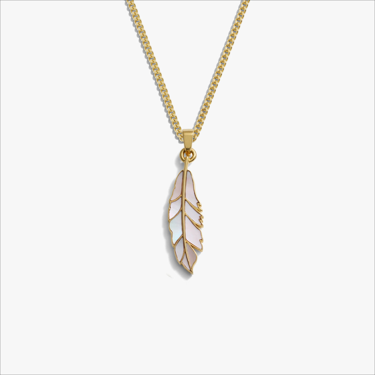 Awe Inspired Necklaces Men's Mother of Pearl Feather Necklace