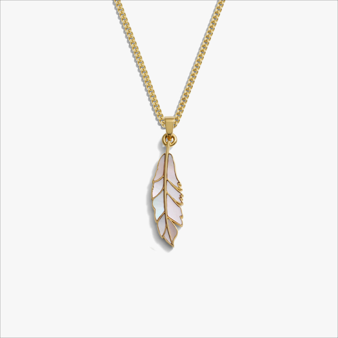 Awe Inspired Necklaces Men's Mother of Pearl Feather Necklace