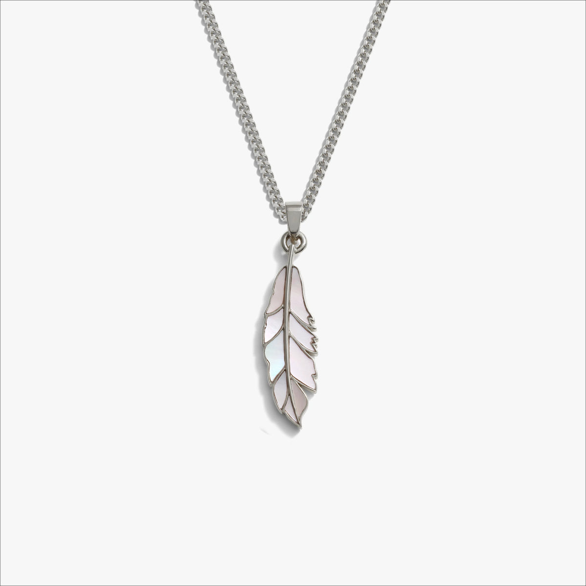 Awe Inspired Necklaces Men's Mother of Pearl Feather Necklace