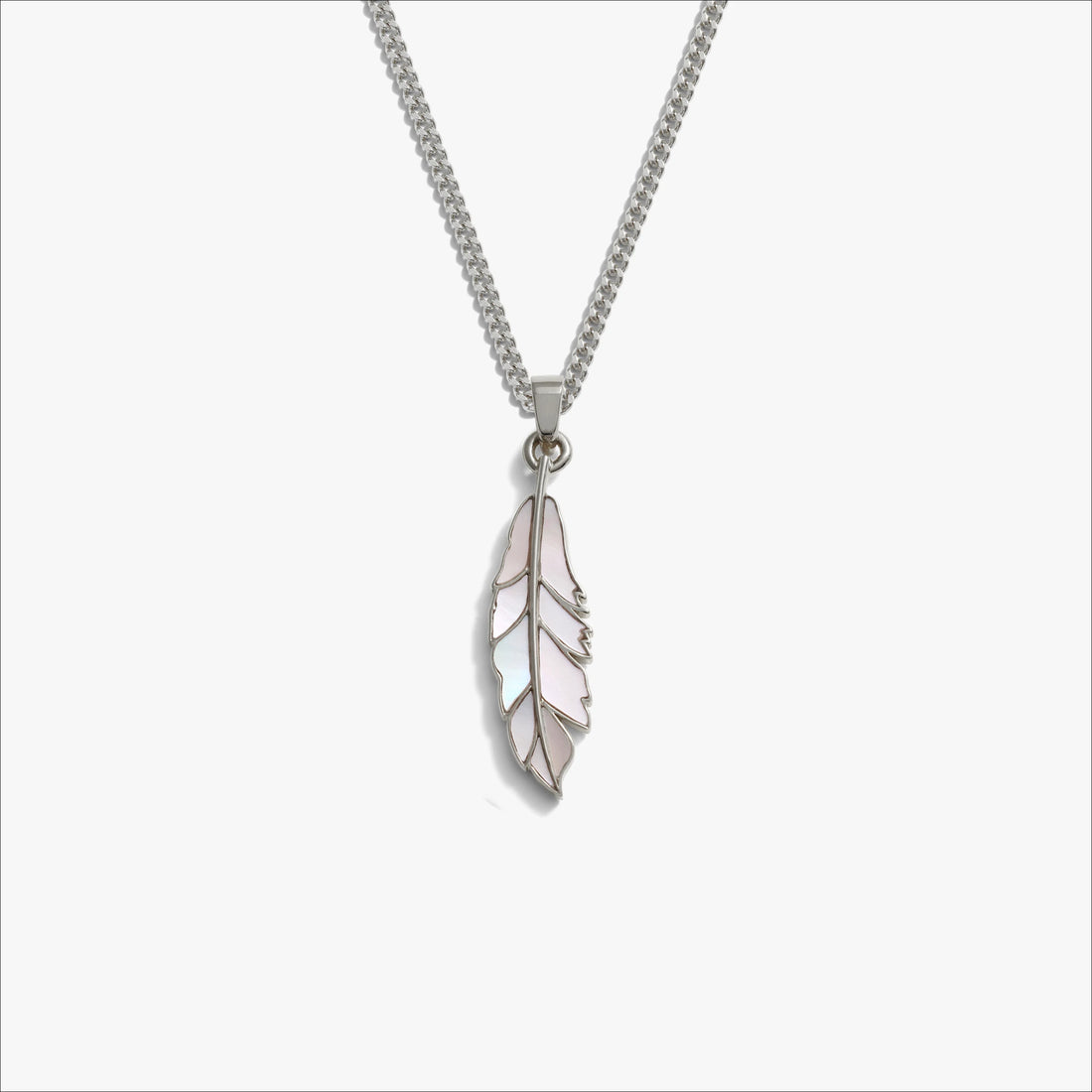 Awe Inspired Necklaces Men's Mother of Pearl Feather Necklace