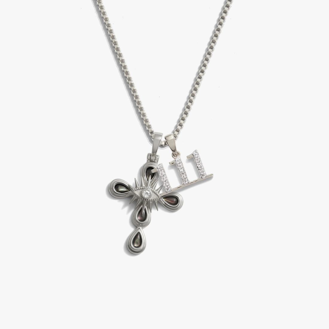 Awe Inspired Necklaces Mini Evil Eye Cross and Angel Number Set