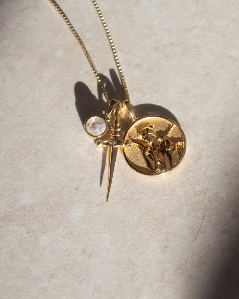 Awe Inspired Necklaces Mini Flying Dagger + Artemis Necklace Set