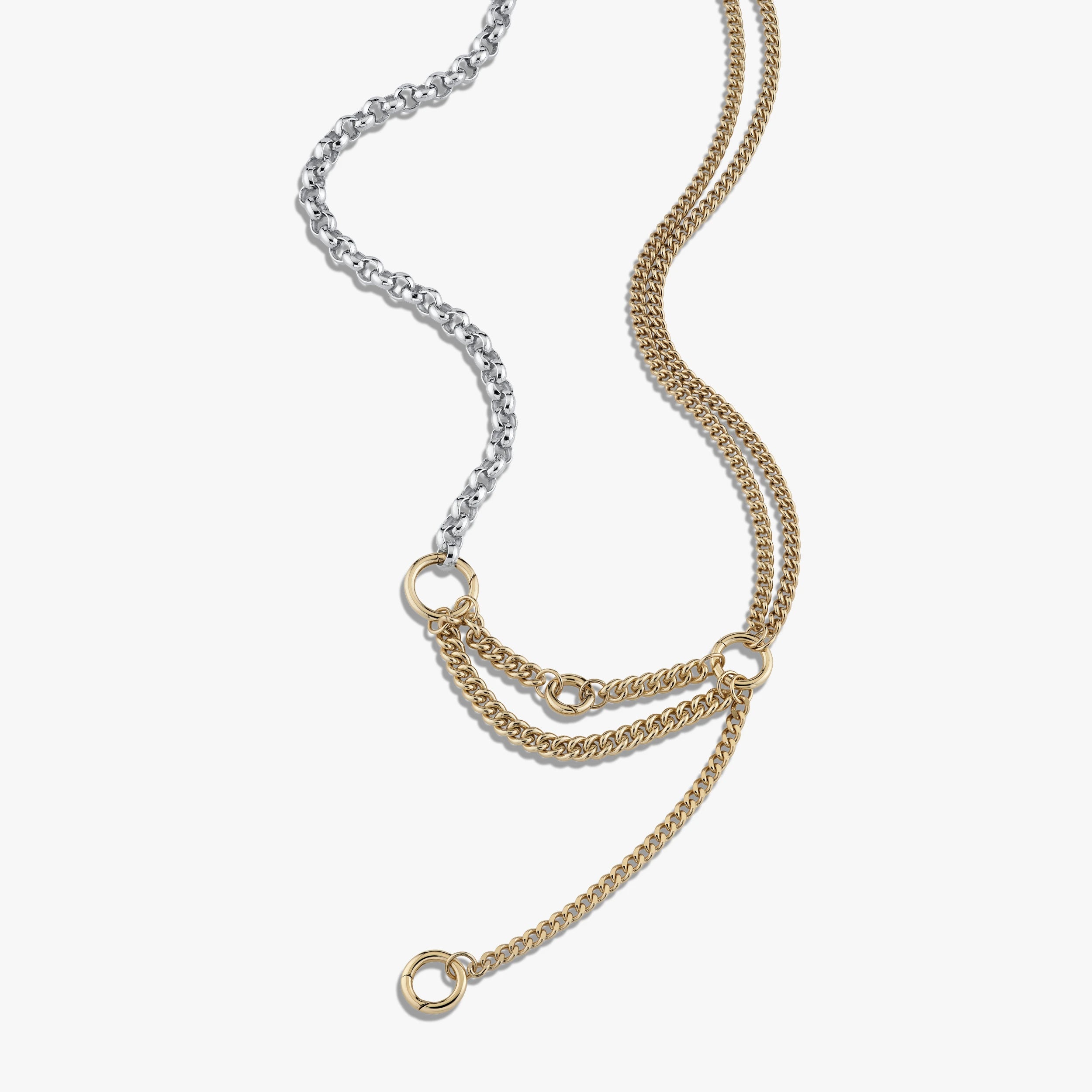 Awe Inspired Necklaces Mixed Metals (Gold & Silver) / 16 Asymmetrical Charm Collector Necklace
