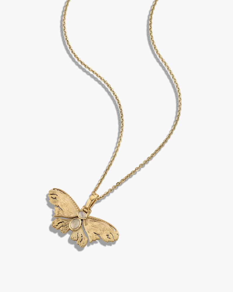 Awe Inspired Necklaces Moonstone Moth Necklace