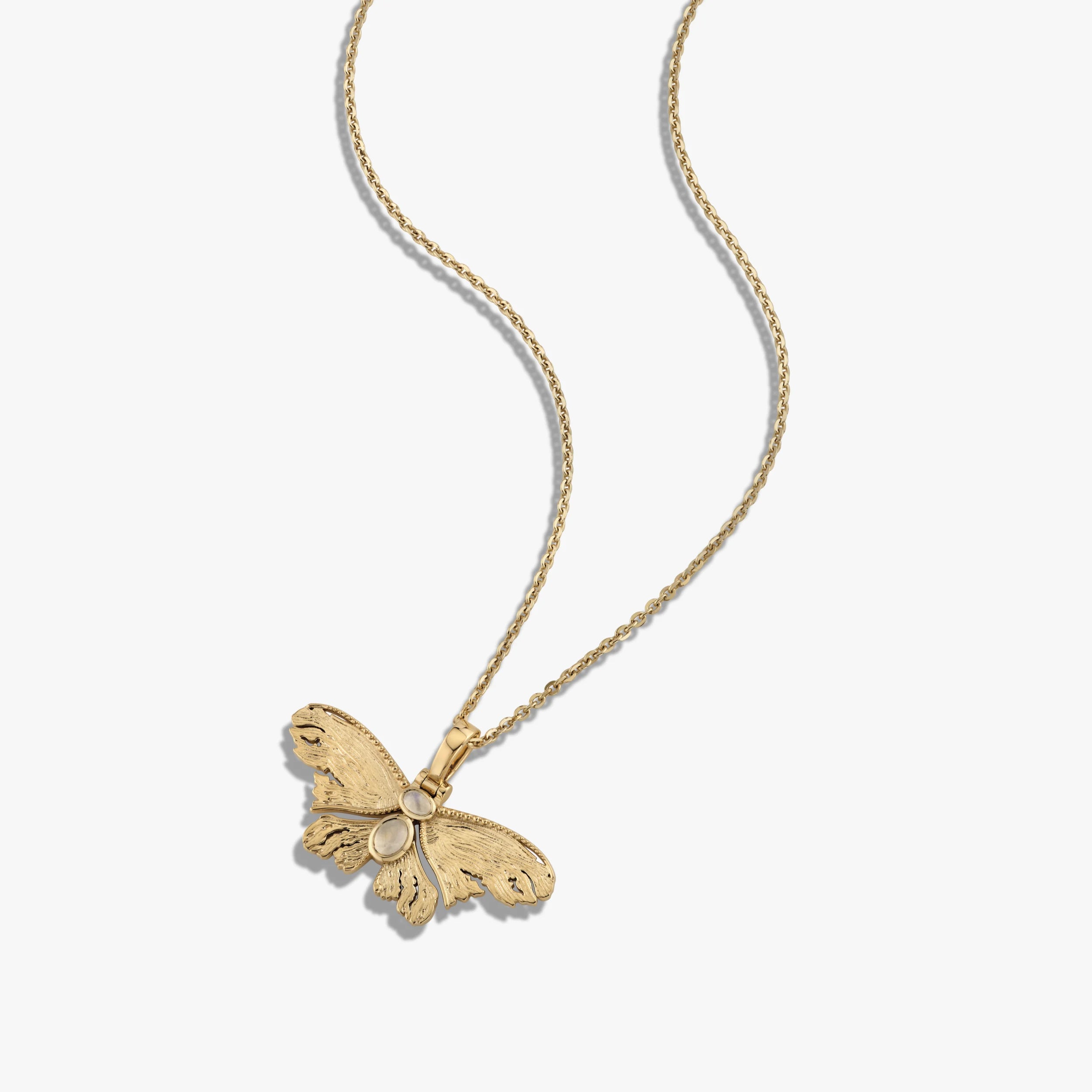 Awe Inspired Necklaces Moonstone Moth Necklace