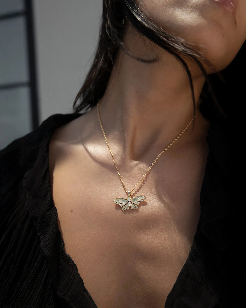 Awe Inspired Necklaces Moonstone Moth Necklace