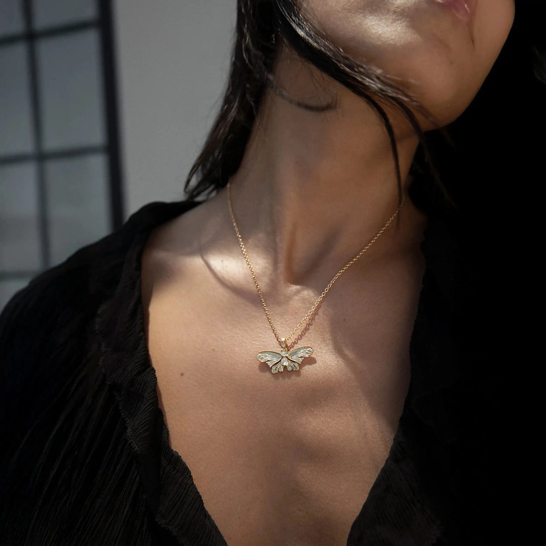 Awe Inspired Necklaces Moonstone Moth Necklace
