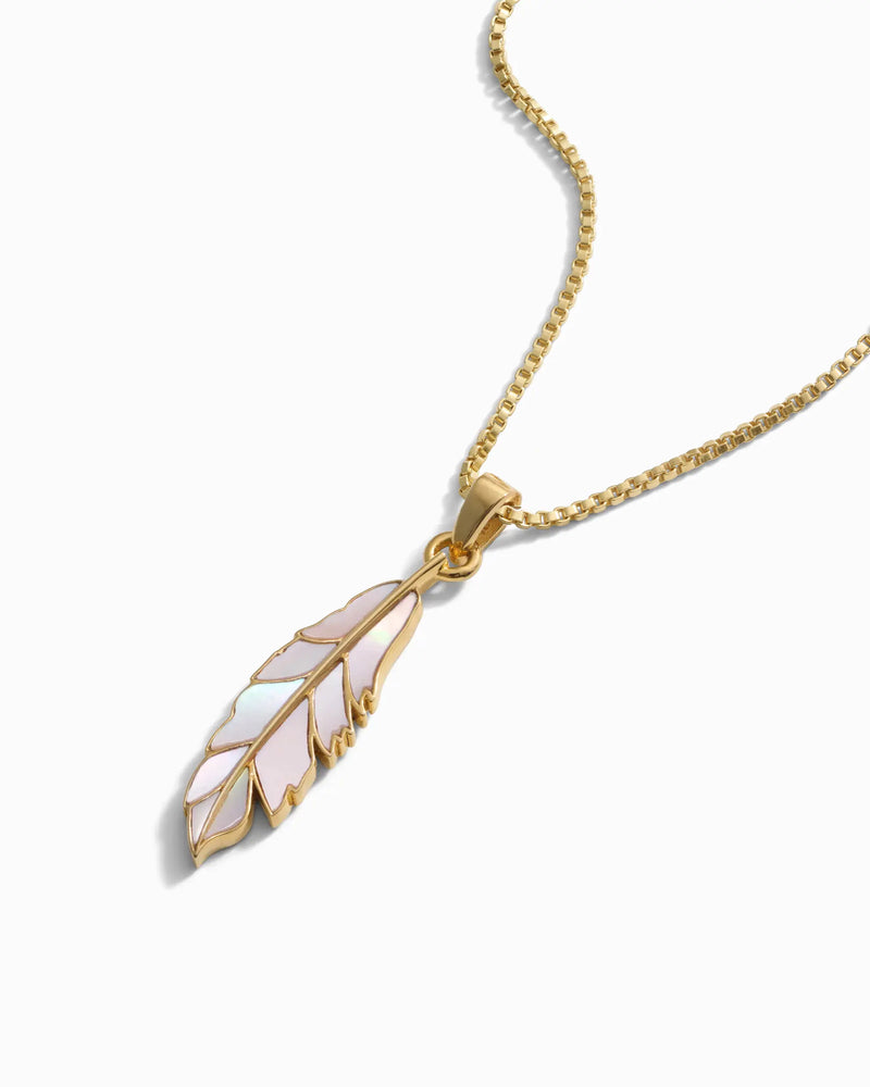 Awe Inspired Necklaces Mother of Pearl Feather Necklace