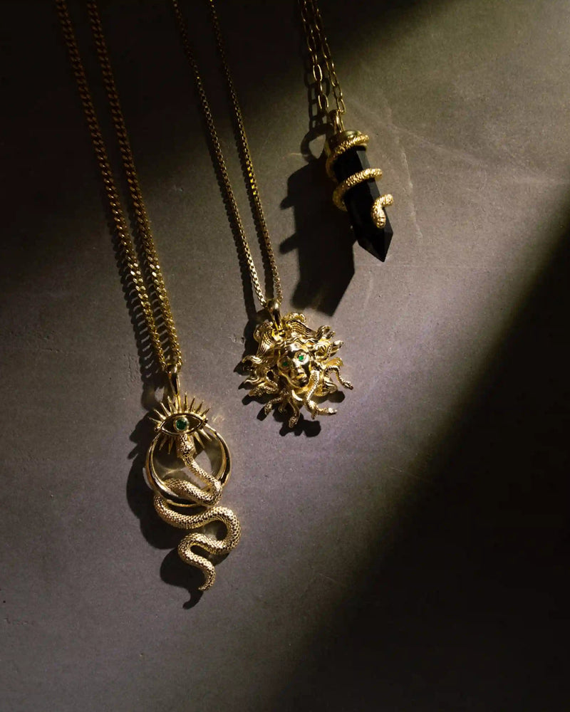 Awe Inspired Necklaces Onyx Crystal Snake Necklace