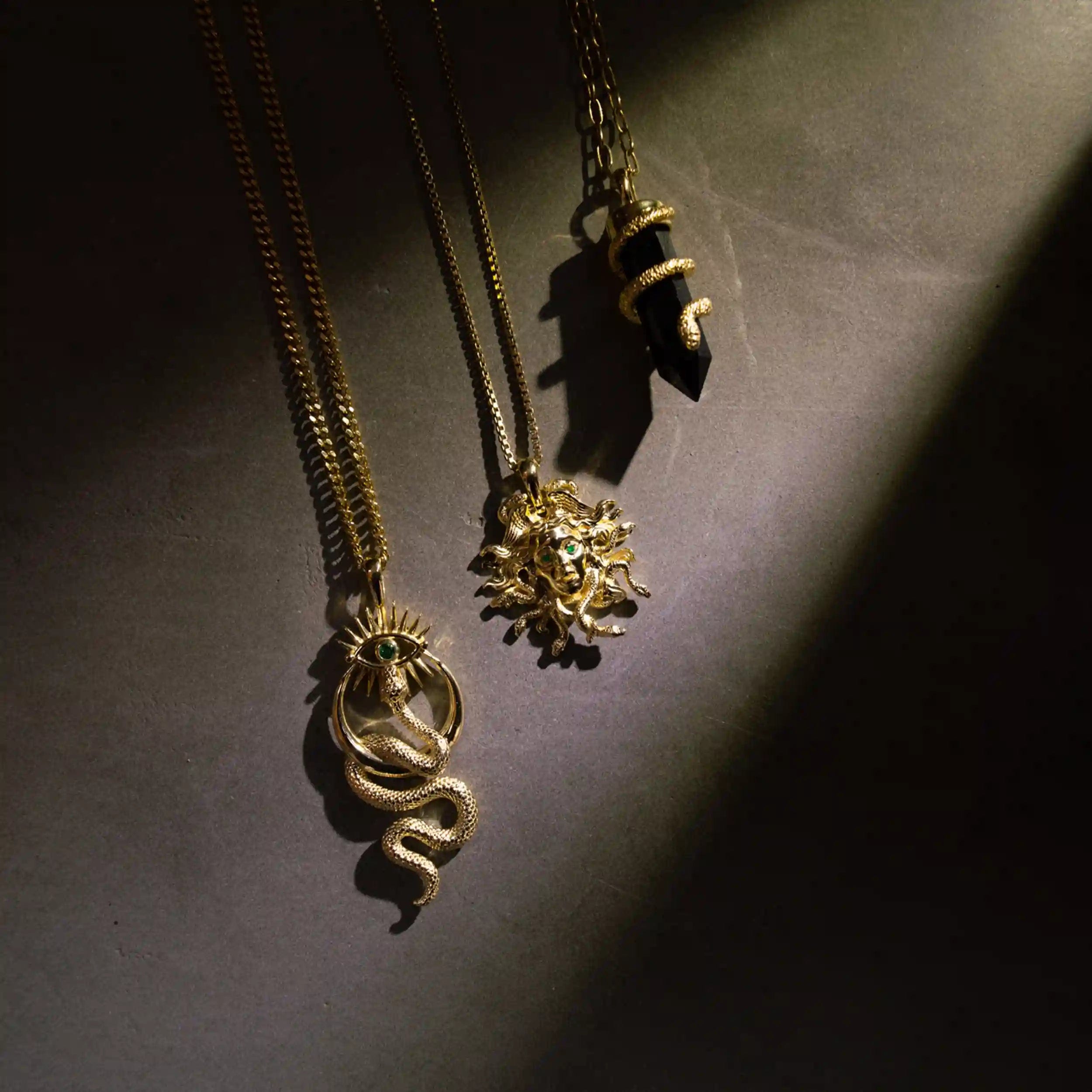 Awe Inspired Necklaces Onyx Crystal Snake Necklace