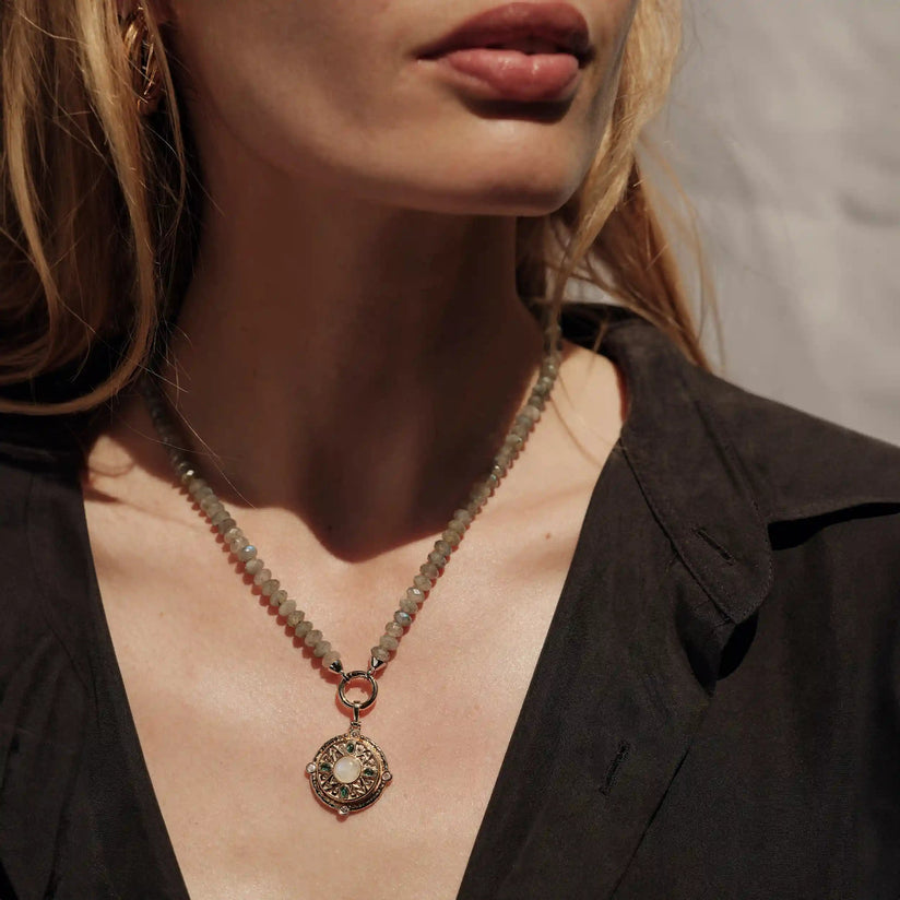 Labradorite Chain and Ethiopian shops Cross Necklace-Boutique