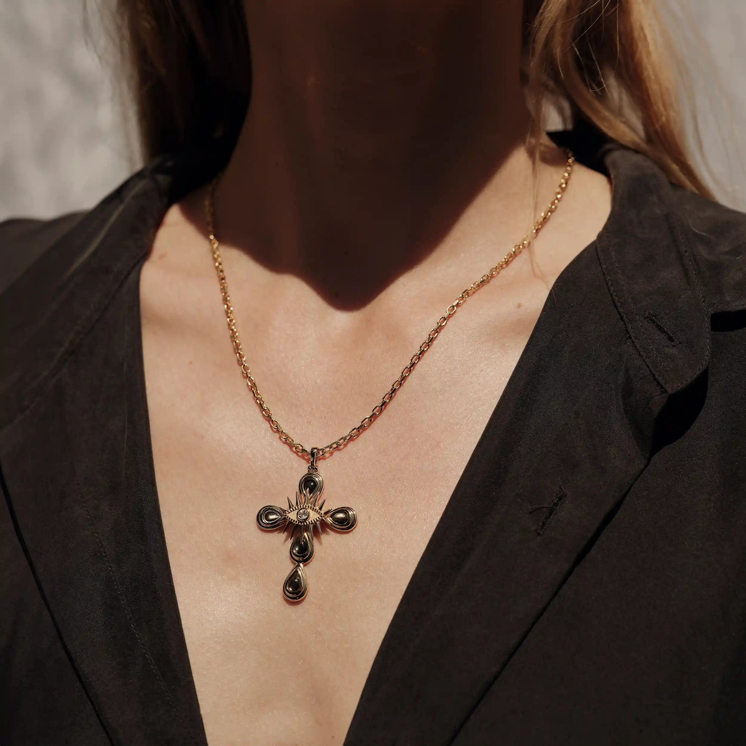 Awe Inspired  Necklaces Statement Third Eye Cross Necklace