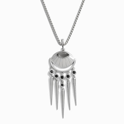 Awe Inspired Necklaces Sterling Silver / 16"-18" Box Chain / Grey Moonstone/Black Spinel Grey Moonstone Wind Chime Necklace