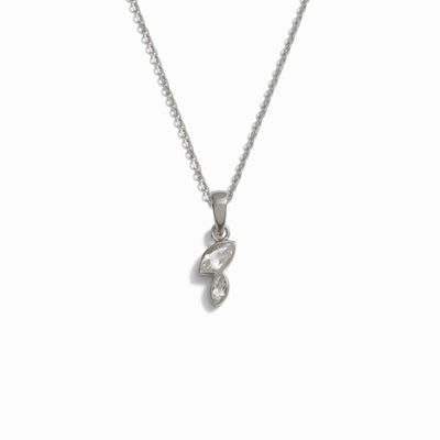 Awe Inspired Necklaces Sterling Silver / 16"-18" Cable Chain Double Marquise White Topaz Necklace