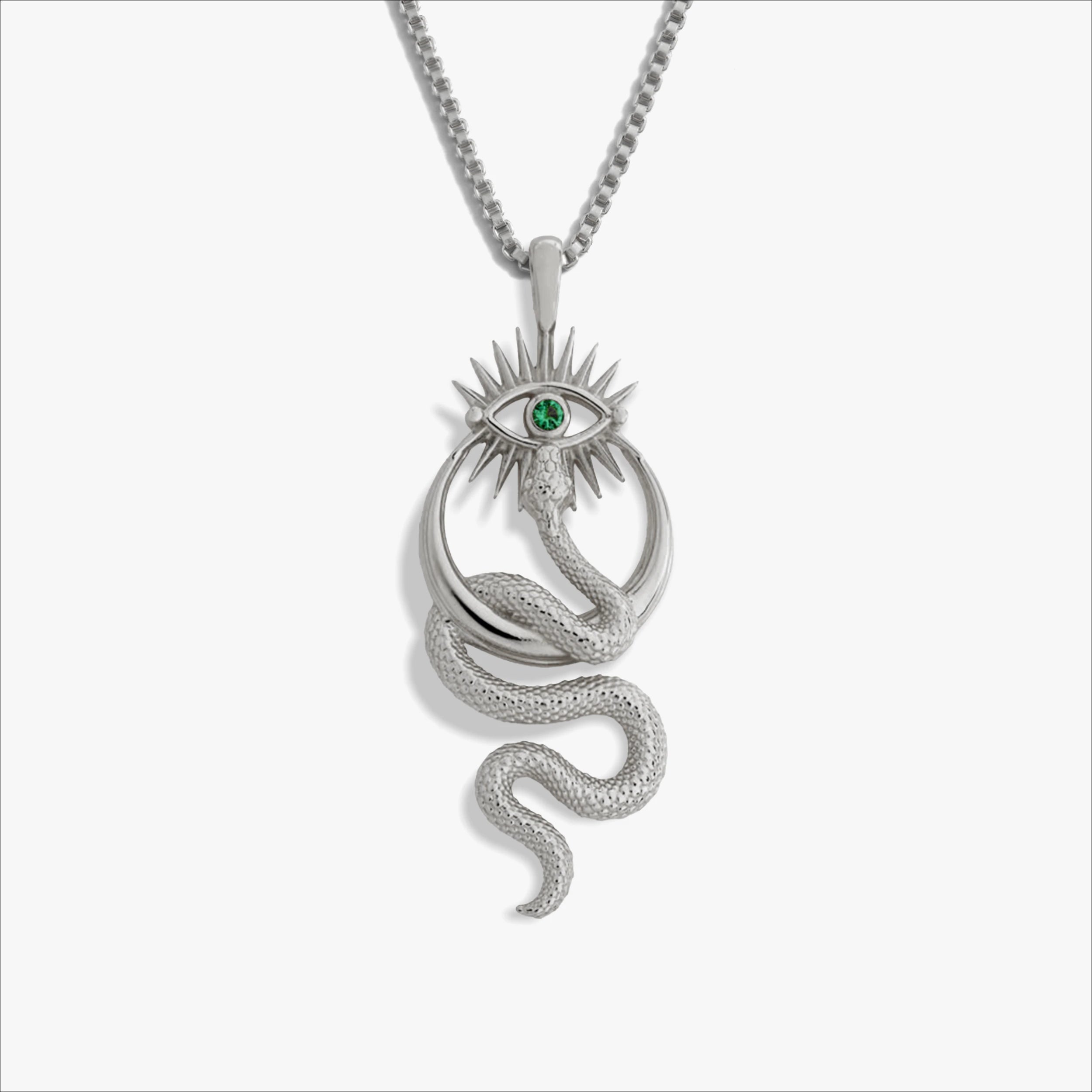 Awe Inspired Necklaces Sterling Silver / 16"-18" Crescent Snake Eye Necklace