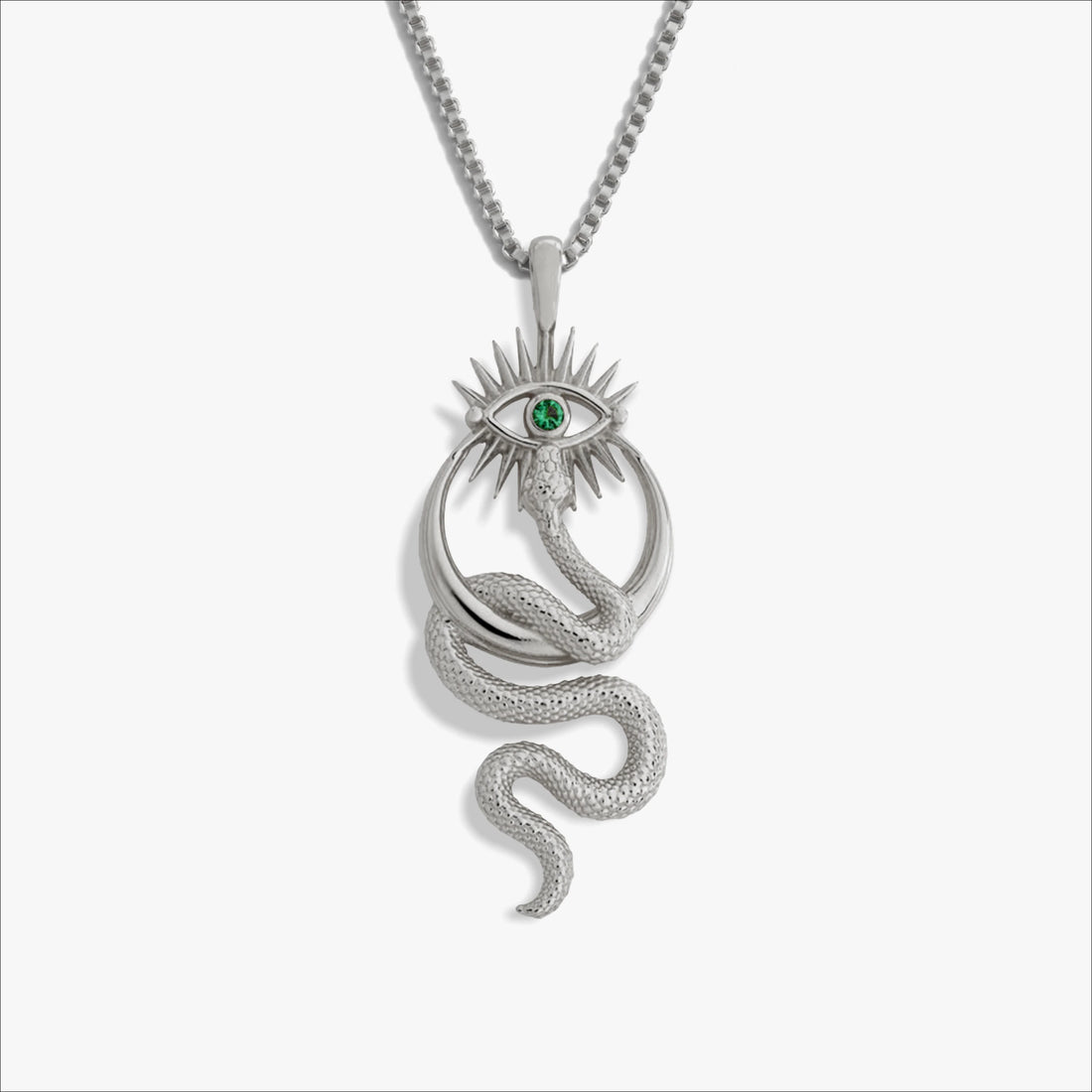 Awe Inspired Necklaces Sterling Silver / 16"-18" Crescent Snake Eye Necklace