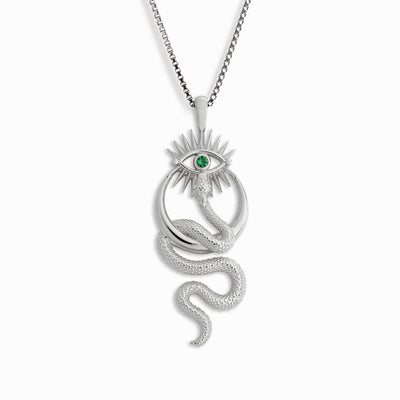 Awe Inspired Necklaces Sterling Silver / 16"-18" Crescent Snake Eye Necklace