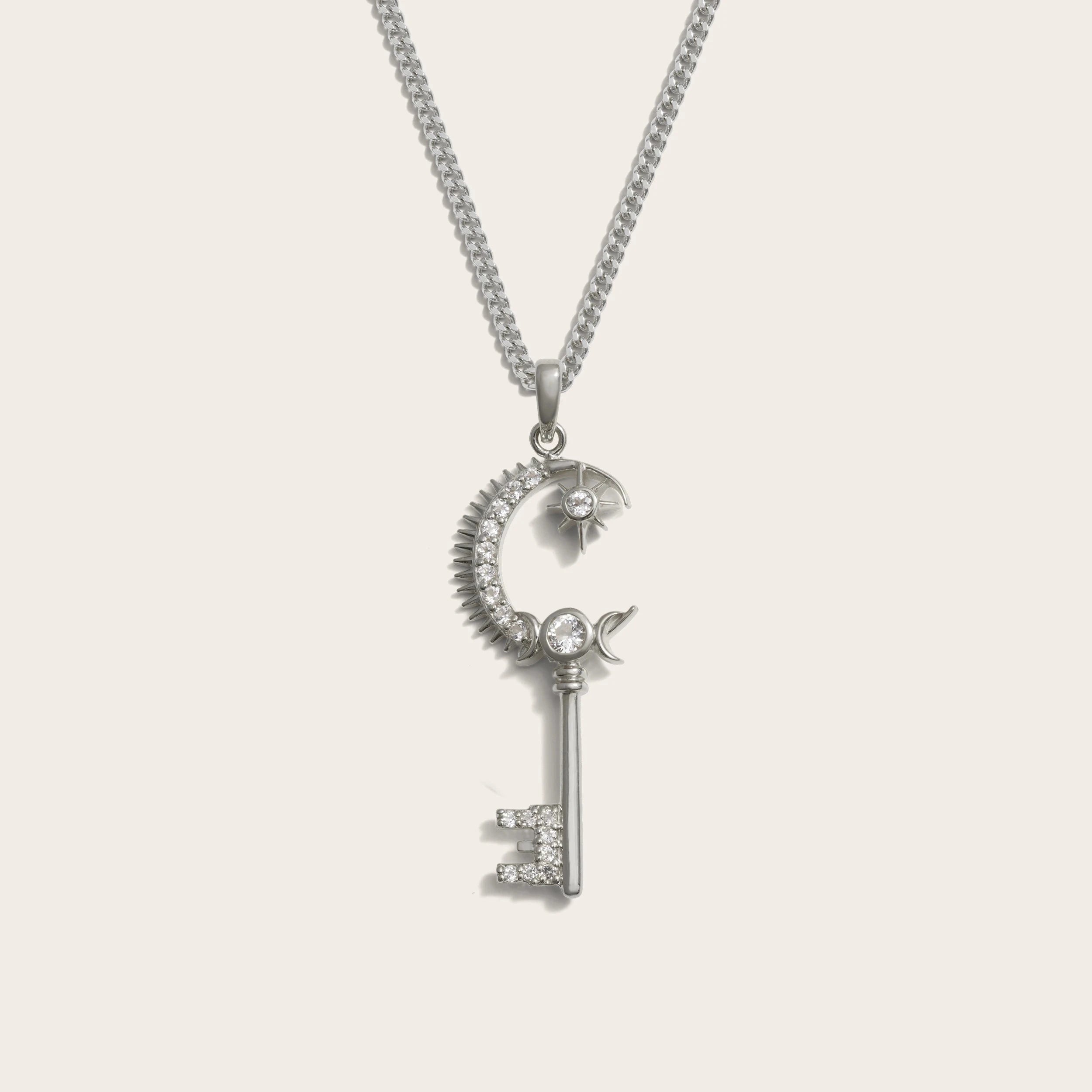 Awe Inspired Necklaces Sterling Silver / 16-18" Cuban Men's Gate of Heaven Key Necklace