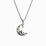 Awe Inspired Necklaces Sterling Silver / 16"-18" Diamond Moon Wave Necklace