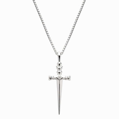 Awe Inspired Necklaces Sterling Silver / 16"-18" Diamond Sword Necklace