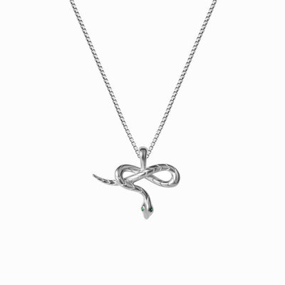 Awe Inspired Necklaces Sterling Silver / 16"-18" Emerald Eye Snake Necklace