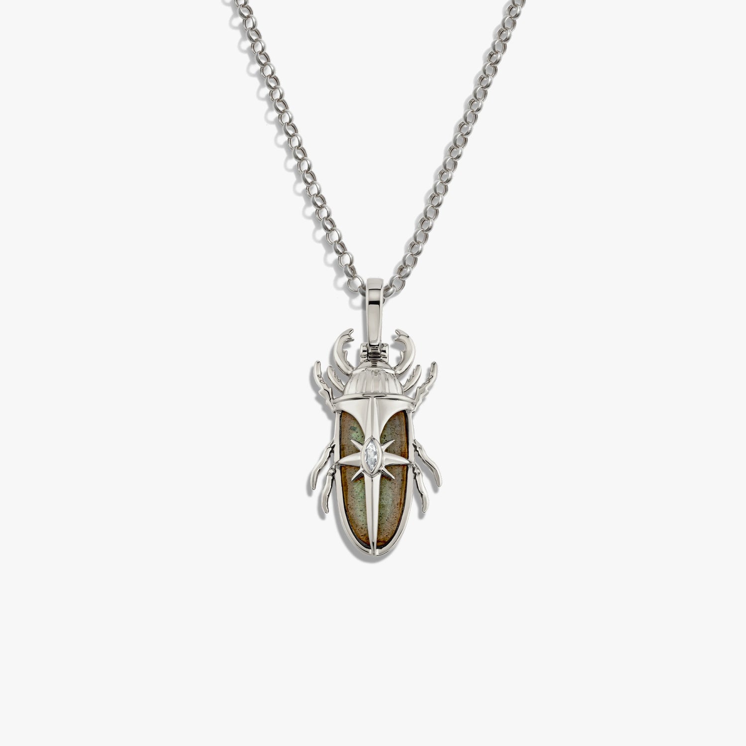 Awe Inspired Necklaces Sterling Silver / 16-18" Labradorite Beetle Necklace