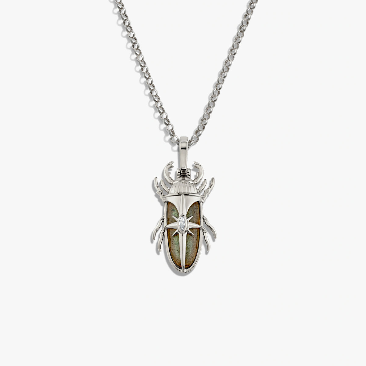 Awe Inspired Necklaces Sterling Silver / 16-18" Labradorite Beetle Necklace