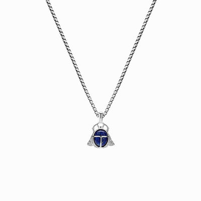 Awe Inspired Necklaces Sterling Silver / 16"-18" Lapis Lazuli Scarab Necklace