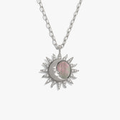 Awe Inspired Necklaces Sterling Silver / 16"-18" Mini Paperclip Sun & Moon Black Mother of Pearl Necklace