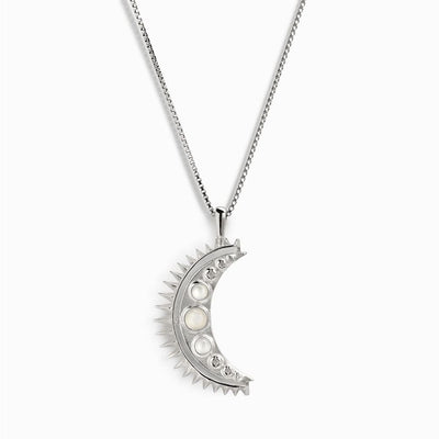 Awe Inspired Necklaces Sterling Silver / 16"-18" Moonstone Crescent Necklace