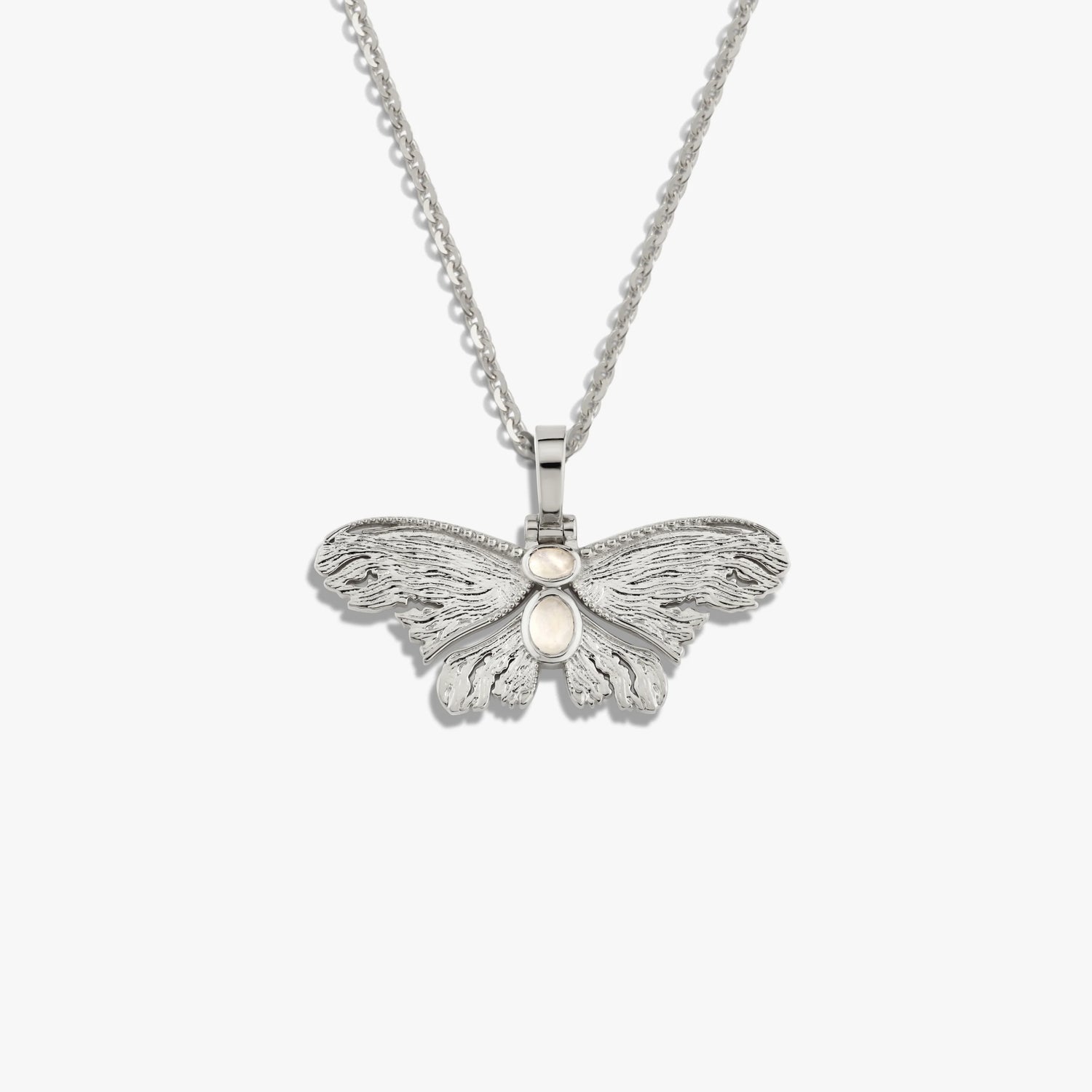 Awe Inspired Necklaces Sterling Silver / 16-18" Moonstone Moth Necklace