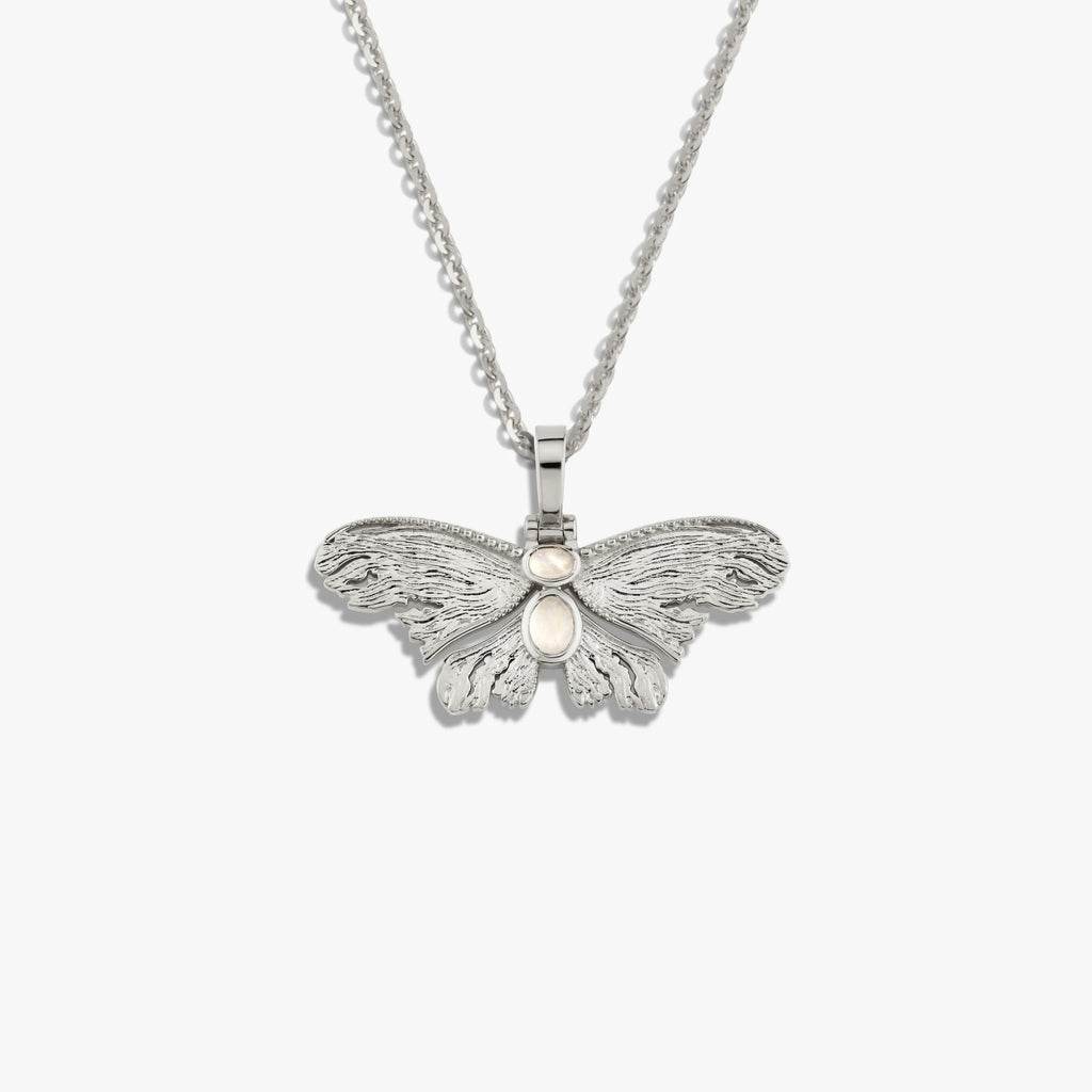 Awe Inspired Necklaces Sterling Silver / 16-18" Moonstone Moth Necklace