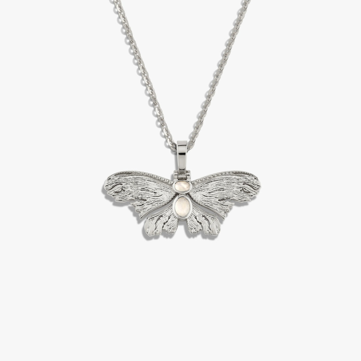 Awe Inspired Necklaces Sterling Silver / 16-18" Moonstone Moth Necklace