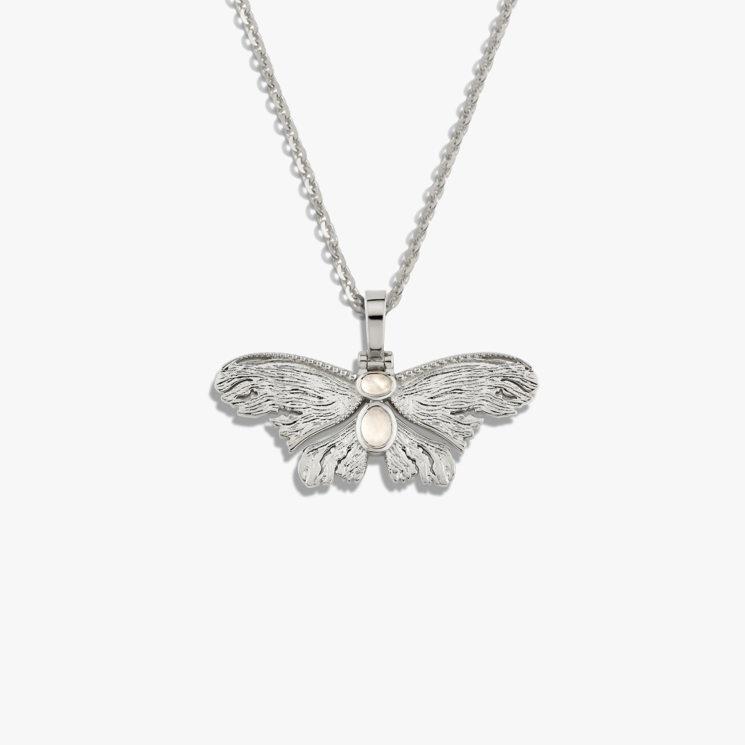 Awe Inspired Necklaces Sterling Silver / 16-18" Moonstone Moth Necklace