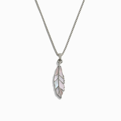 Awe Inspired Necklaces Sterling Silver / 16"-18" Mother of Pearl Feather Necklace