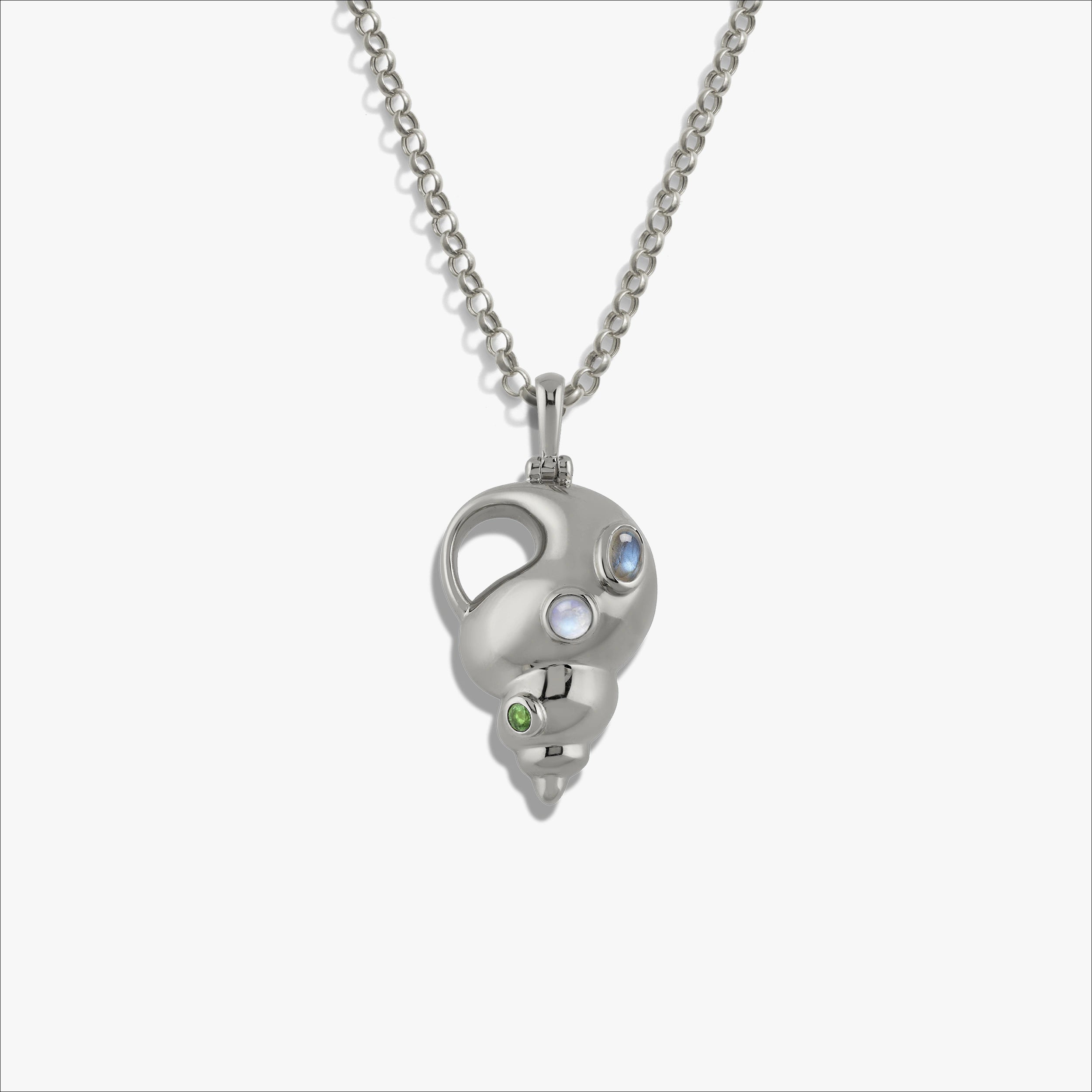 Awe Inspired Necklaces Sterling Silver / 16-18" Rolo Gemstone Conch Necklace