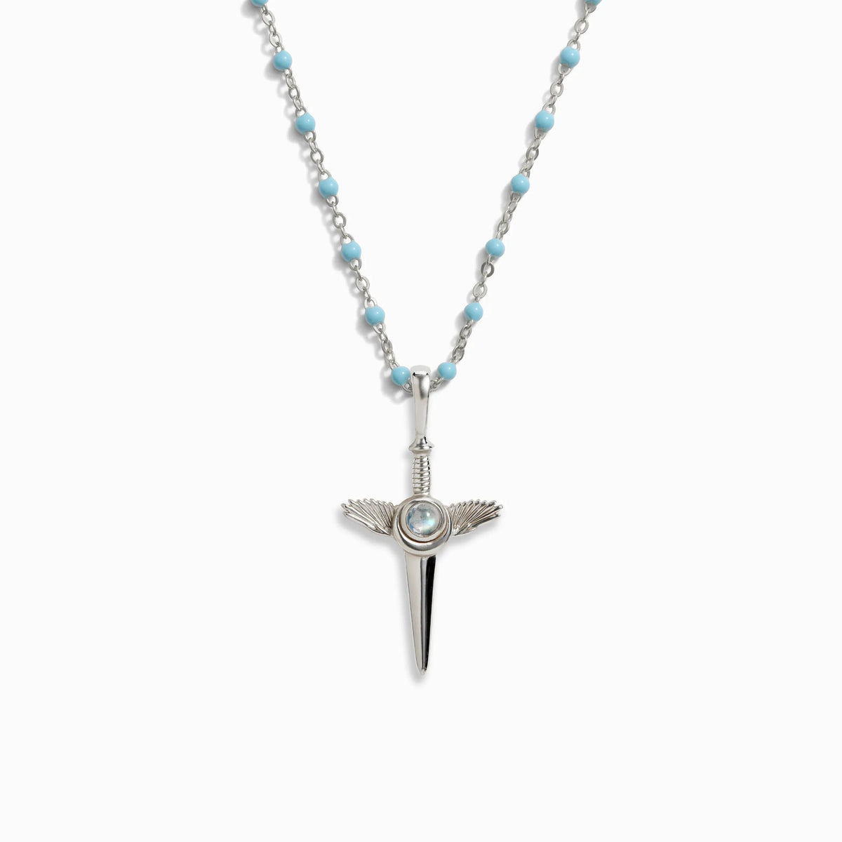 Awe Inspired Necklaces Sterling Silver / 18" Flying Dagger Turquoise Enamel Necklace