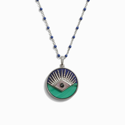 Awe Inspired Necklaces Sterling Silver / 18" Third Eye Coin Midnight Enamel Necklace