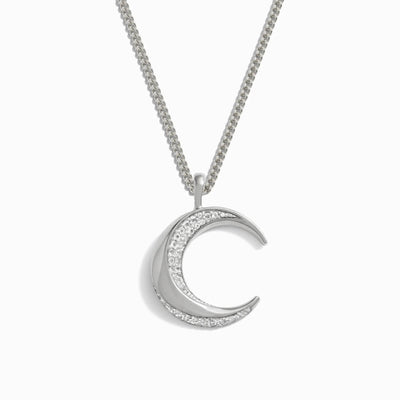 Awe Inspired Necklaces Sterling Silver / 20"-22" Cuban Chain Twisted Moon Necklace