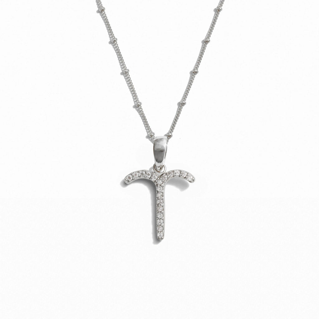 Awe Inspired Necklaces Sterling Silver / Aries / 20-22" Saturn Chain Gemstone Zodiac on Saturn Chain