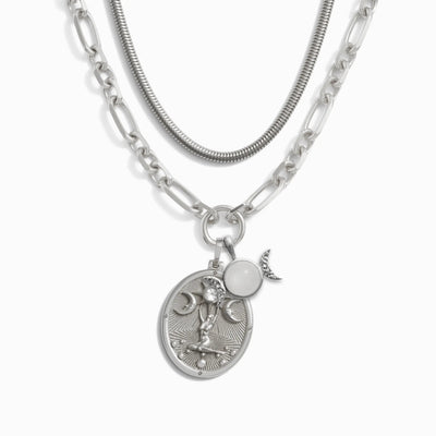 Awe Inspired Necklaces Sterling Silver Astrology Goddess Charm Necklace Set