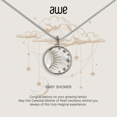 Awe Inspired Necklaces Sterling Silver Baby Shower Card Gift Set