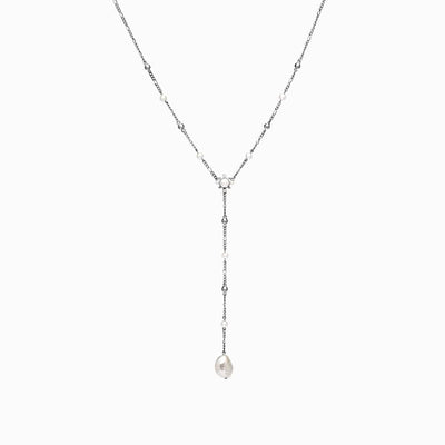 Awe Inspired Necklaces Sterling Silver Baroque Pearl Lariat Necklace